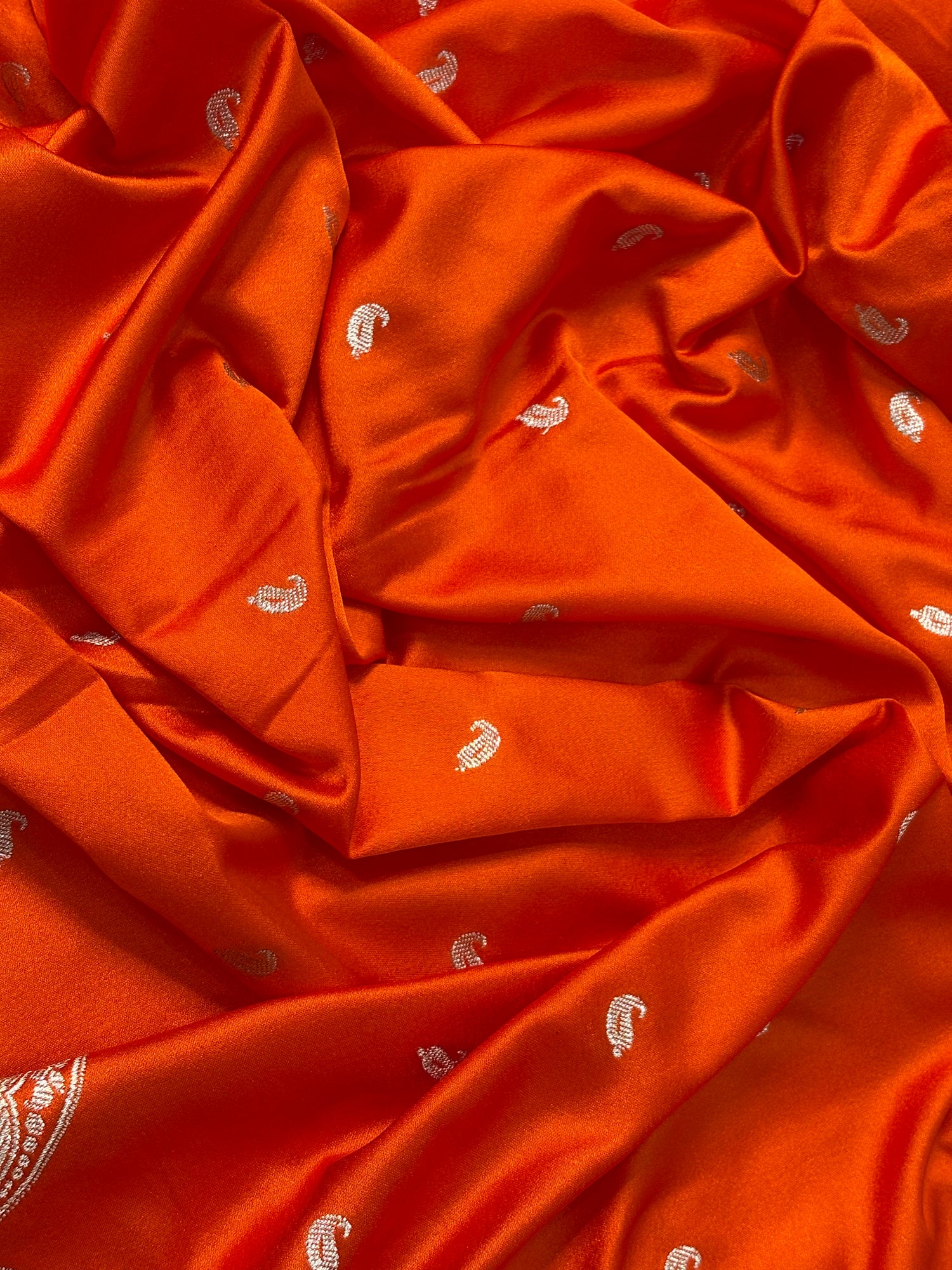 Orange Pure Banarasi Mashru Katan Silk Saree