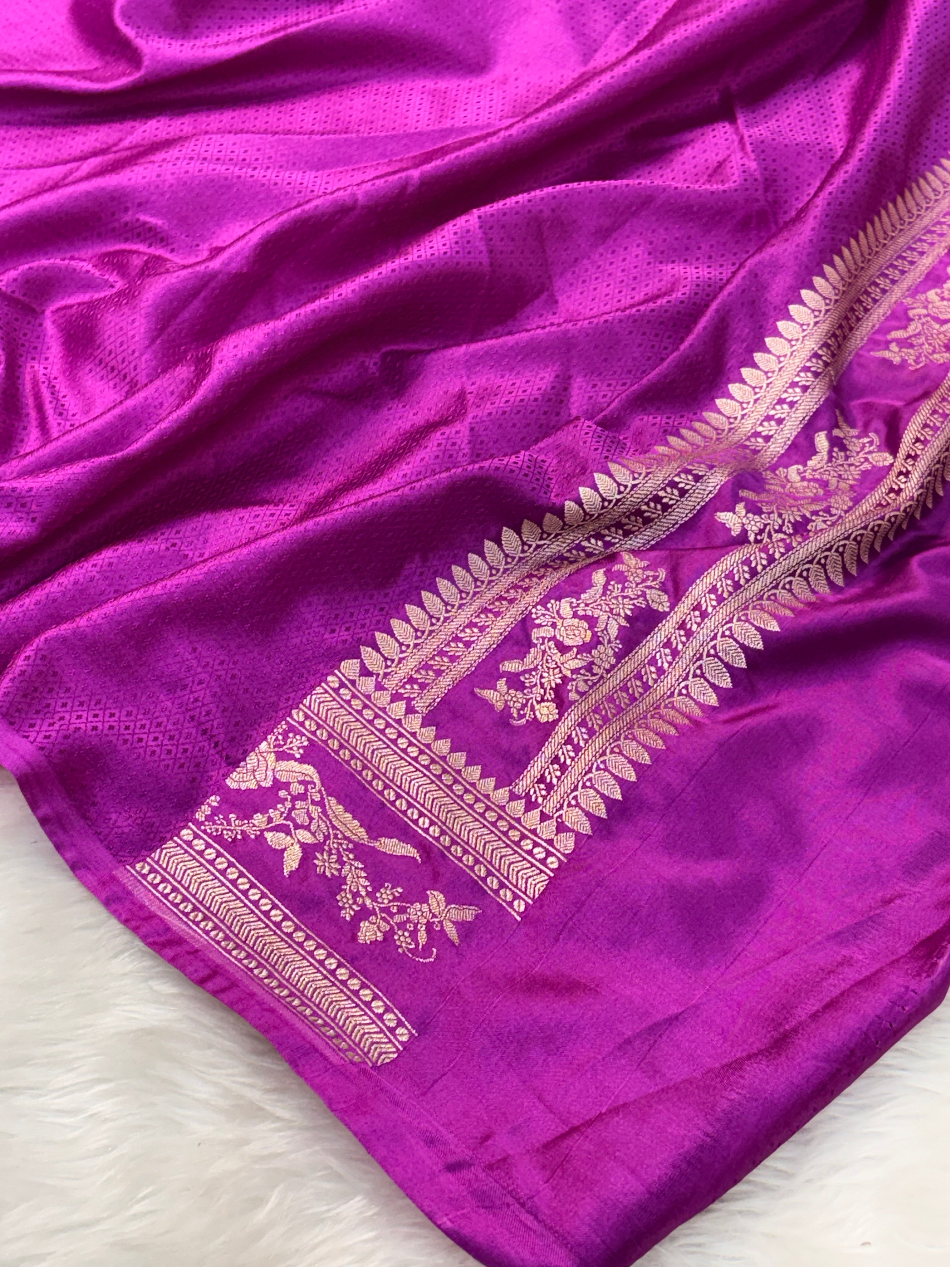 White Pure Banarasi Mashru Katan Silk Saree