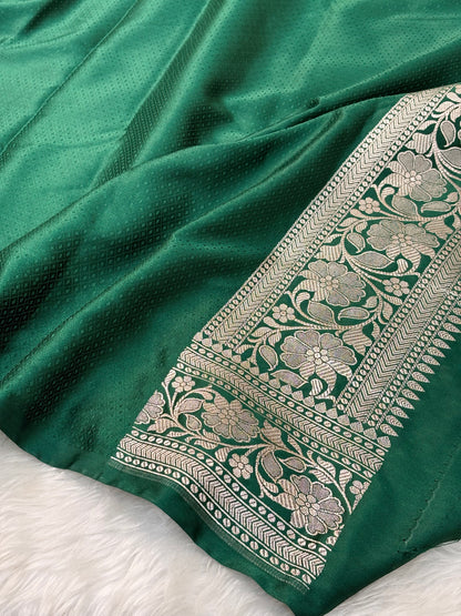 White Pure Banarasi Mashru Katan Silk Saree