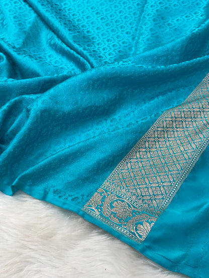 White Pure Banarasi Mashru Katan Silk Saree