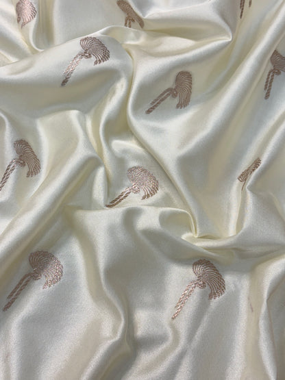 White Pure Banarasi Mashru Katan Silk Saree