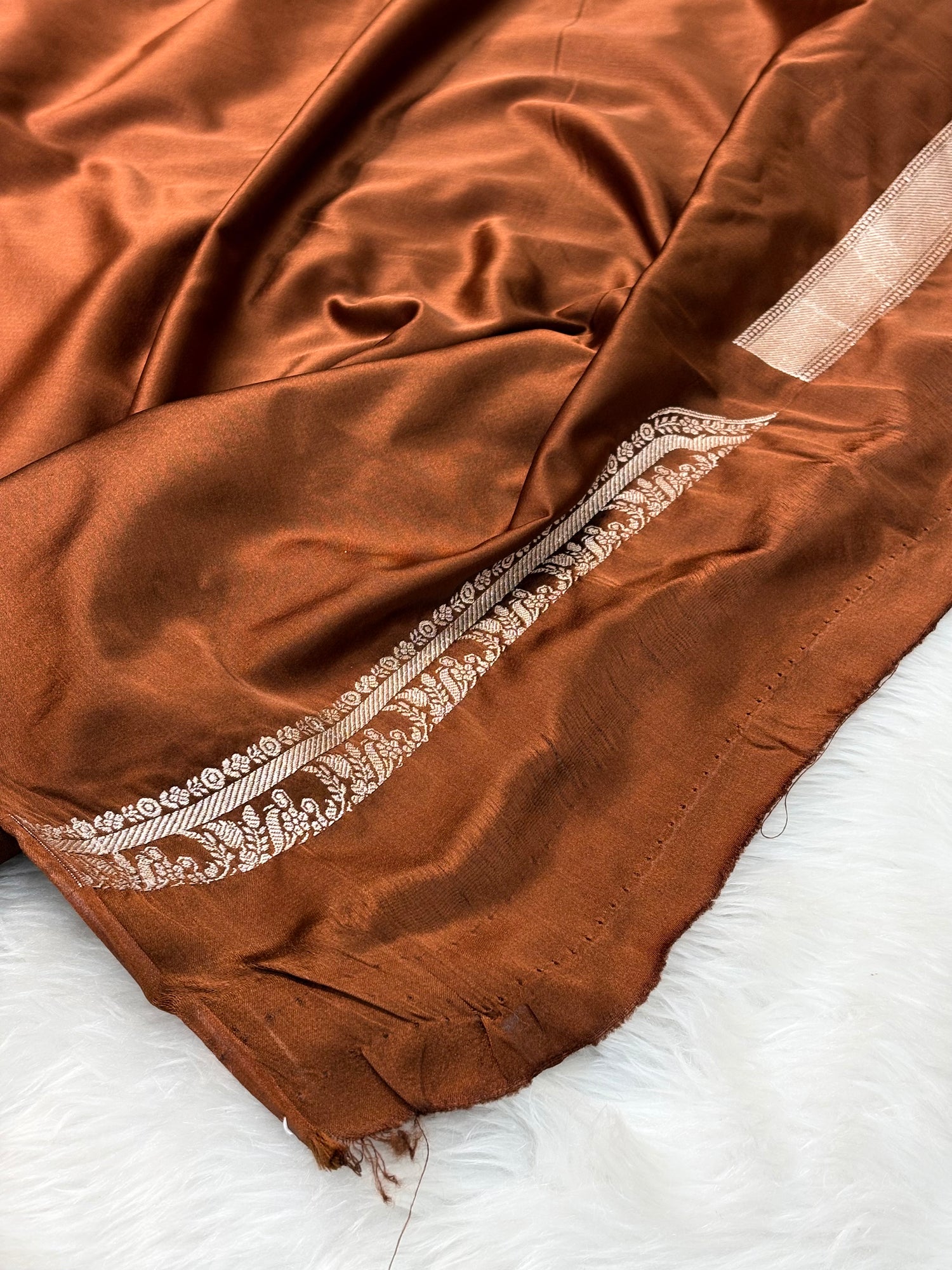 Brown Pure Banarasi Mashru Katan Silk Saree
