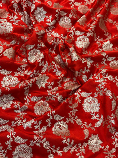 Red Pure Banarasi Mashru Katan Silk Saree