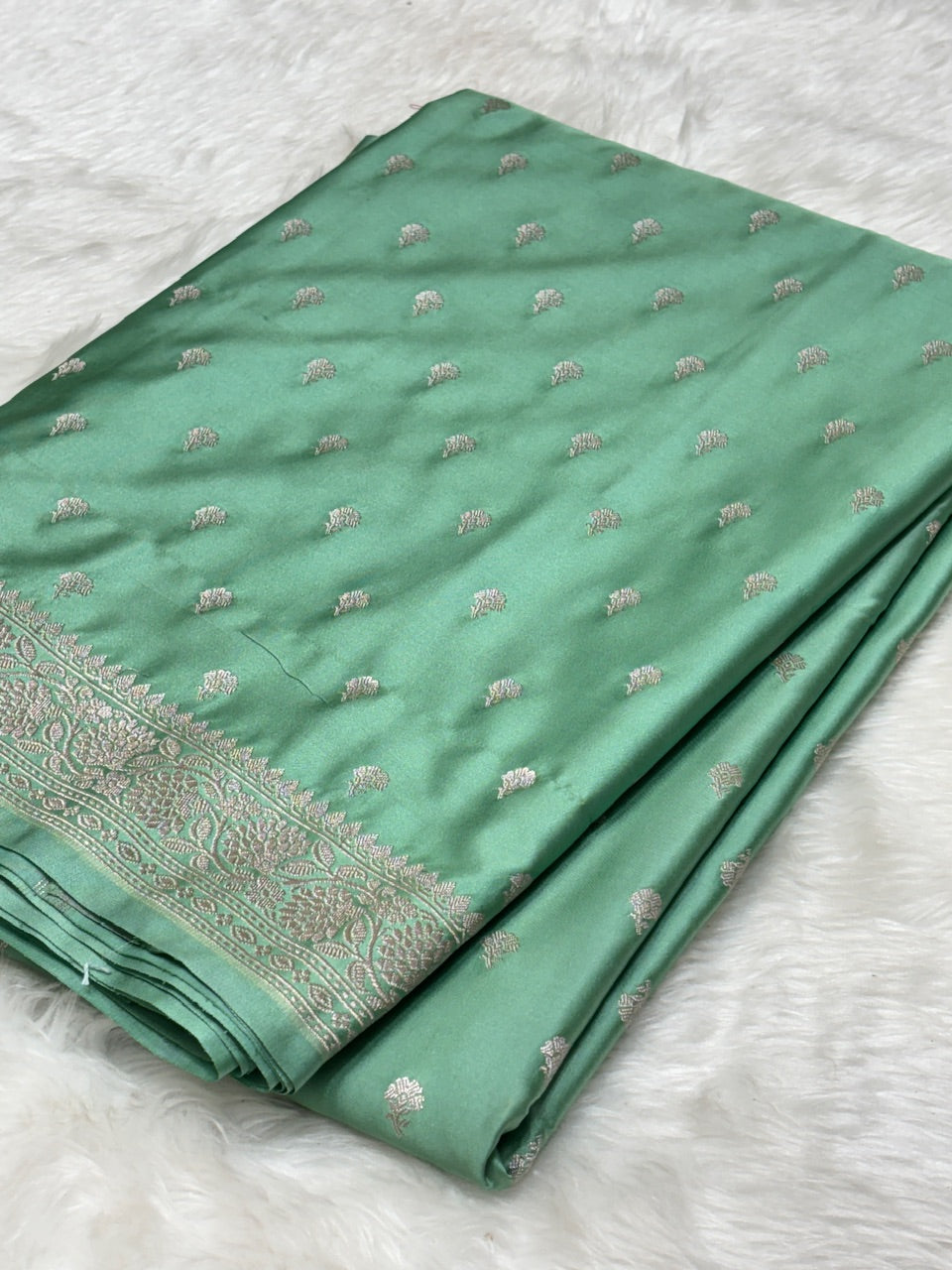 Pastel Green Pure Banarasi Mashru Silk Saree