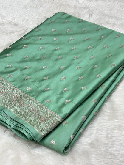 Pastel Green Pure Banarasi Mashru Silk Saree