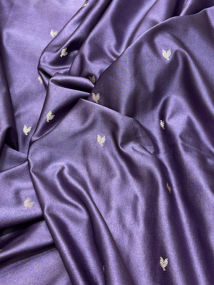 Charcoal Purple Pure Banarasi Mashru Silk Saree