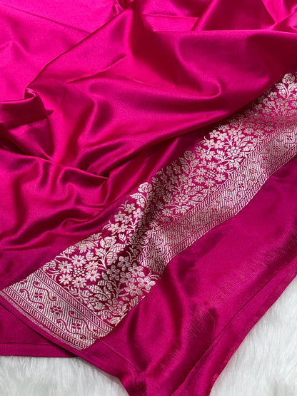 Magenta Pure Banarasi Mashru Silk Saree