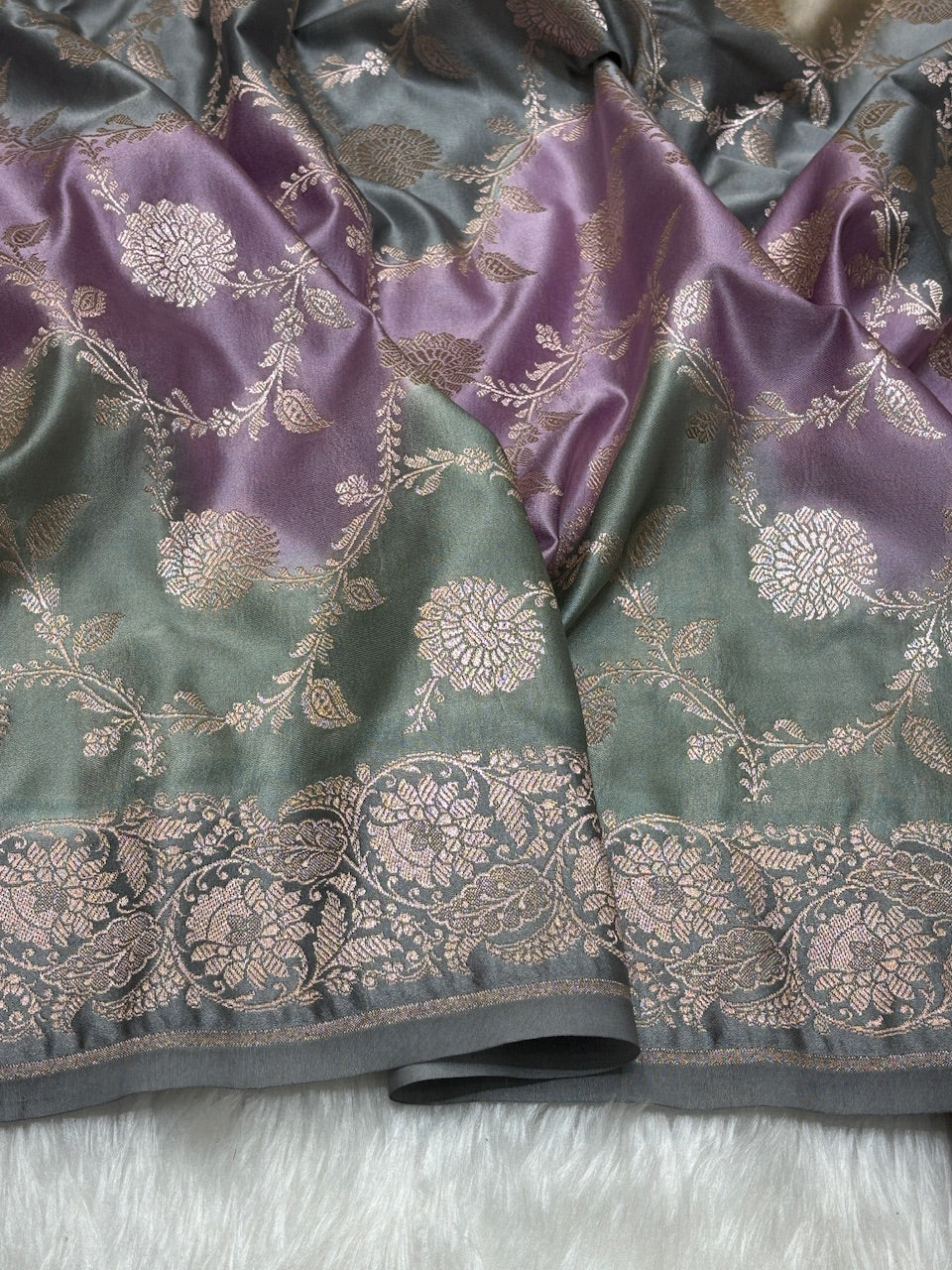 Dual Tone Pure Banarasi Mashru Silk Saree