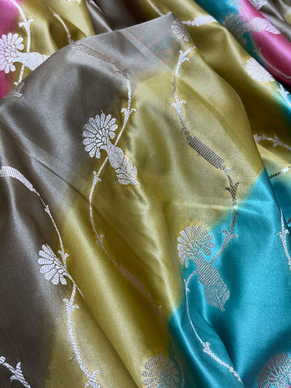 Multi-tone Pure Banarasi Mashru Silk Saree