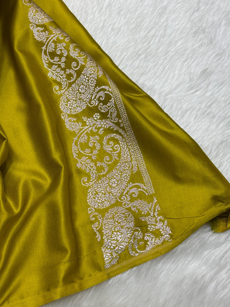 Mustard Gold Pure Banarasi Mashru Silk Saree