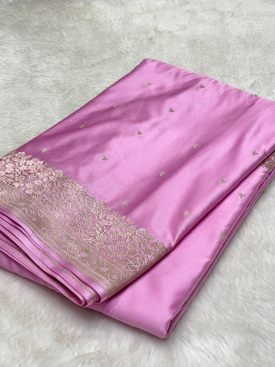 Soft Pink Pure Banarasi Mashru Silk Saree