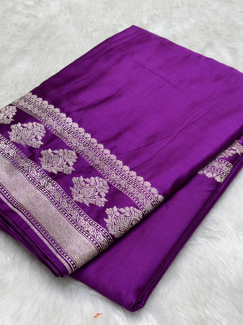 Royal Purple Pure Banarasi Mashru Silk Saree