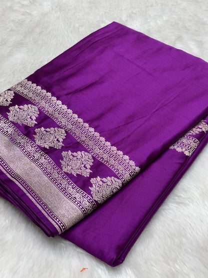 Royal Purple Pure Banarasi Mashru Silk Saree
