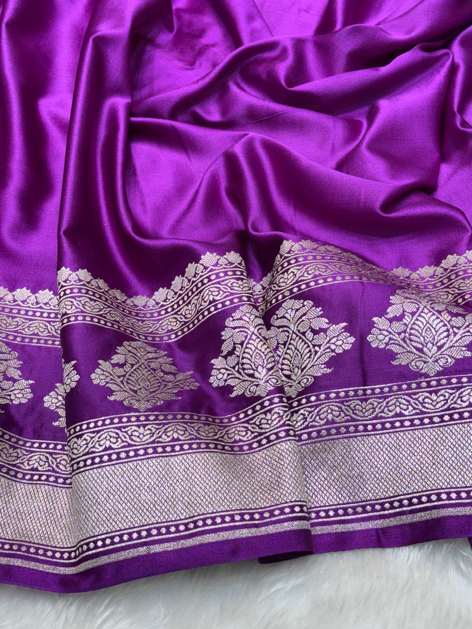 Royal Purple Pure Banarasi Mashru Silk Saree