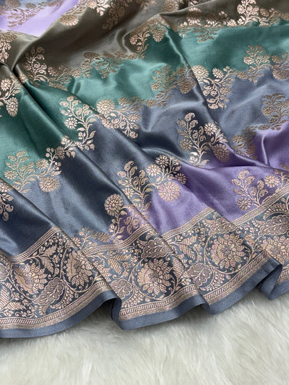 Dual-Tone Pure Banarasi Mashru Silk Saree
