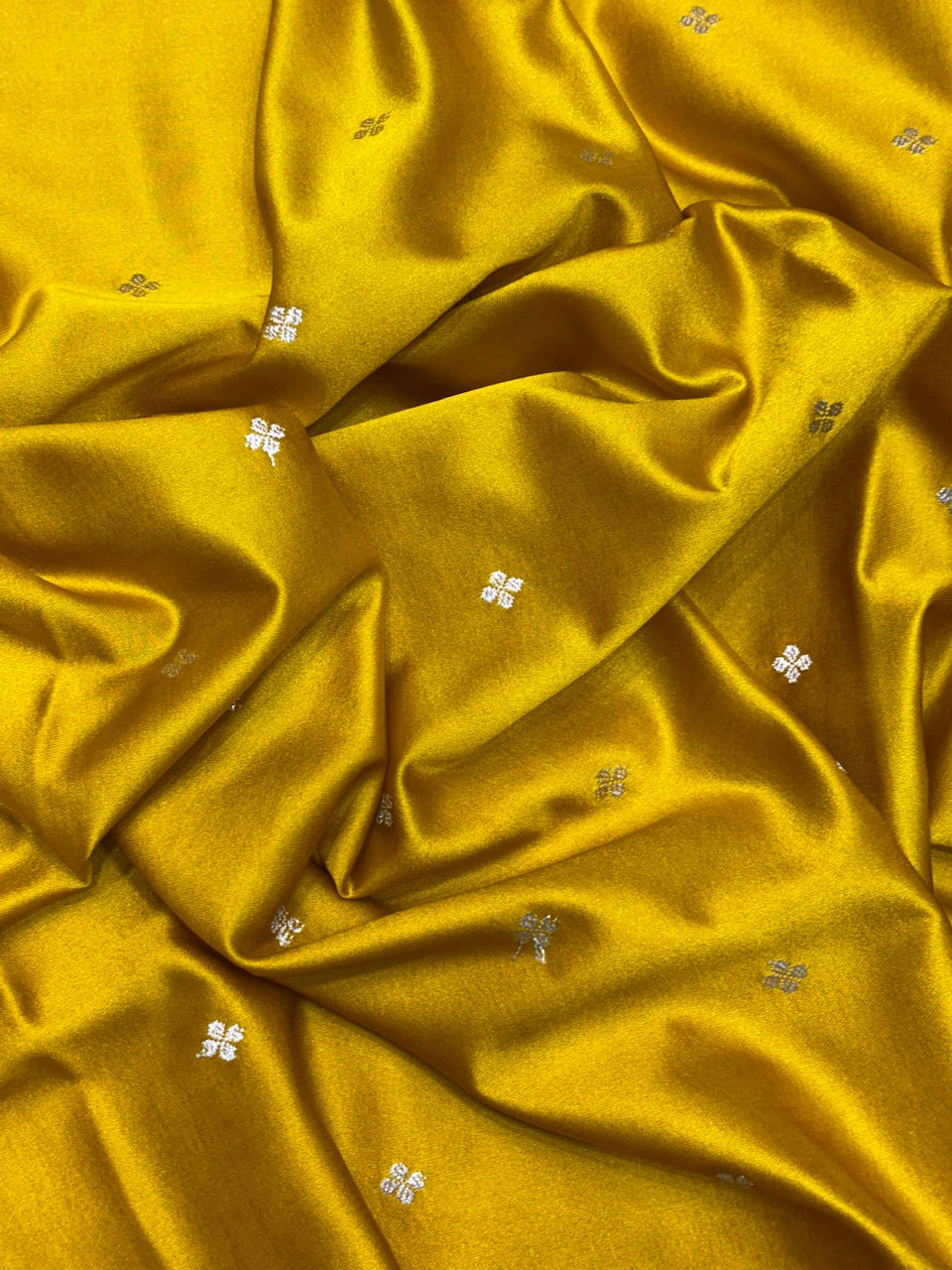 Mustard Yellow Pure Banarasi Mashru Silk Saree