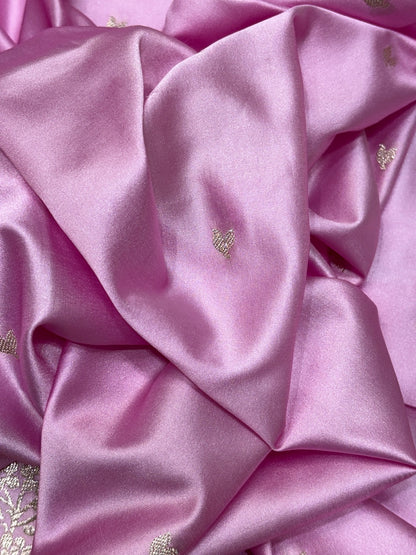 Soft Pink Pure Banarasi Mashru Silk Saree