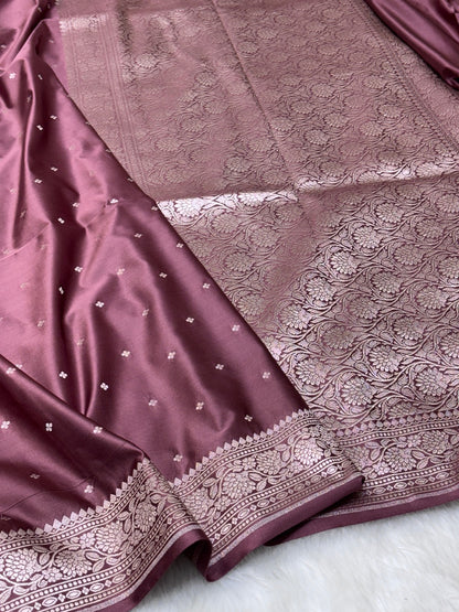 Mocha Brown Pure Banarasi Mashru Silk Saree