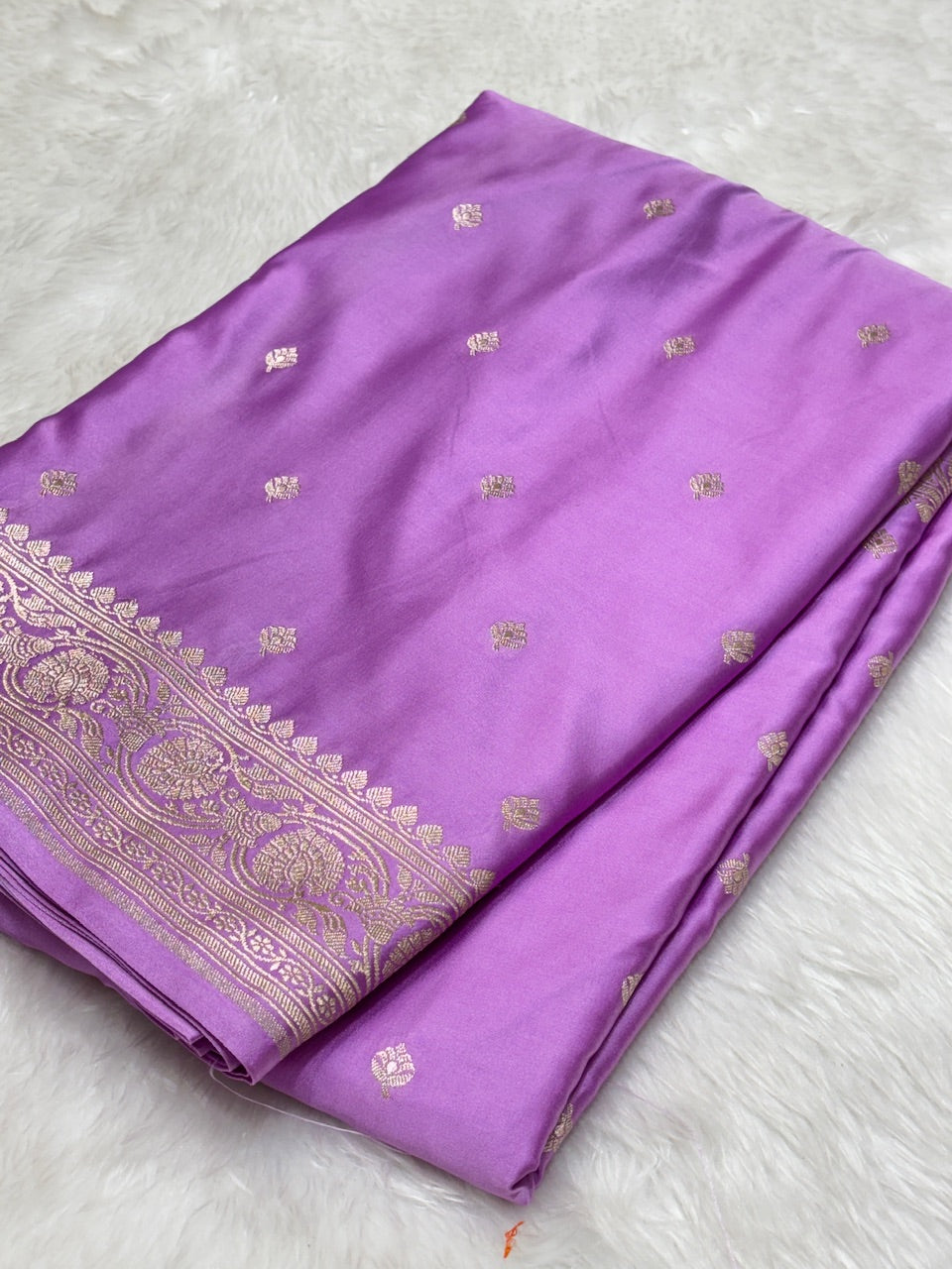 Lavender Pure Banarasi Mashru Silk Saree