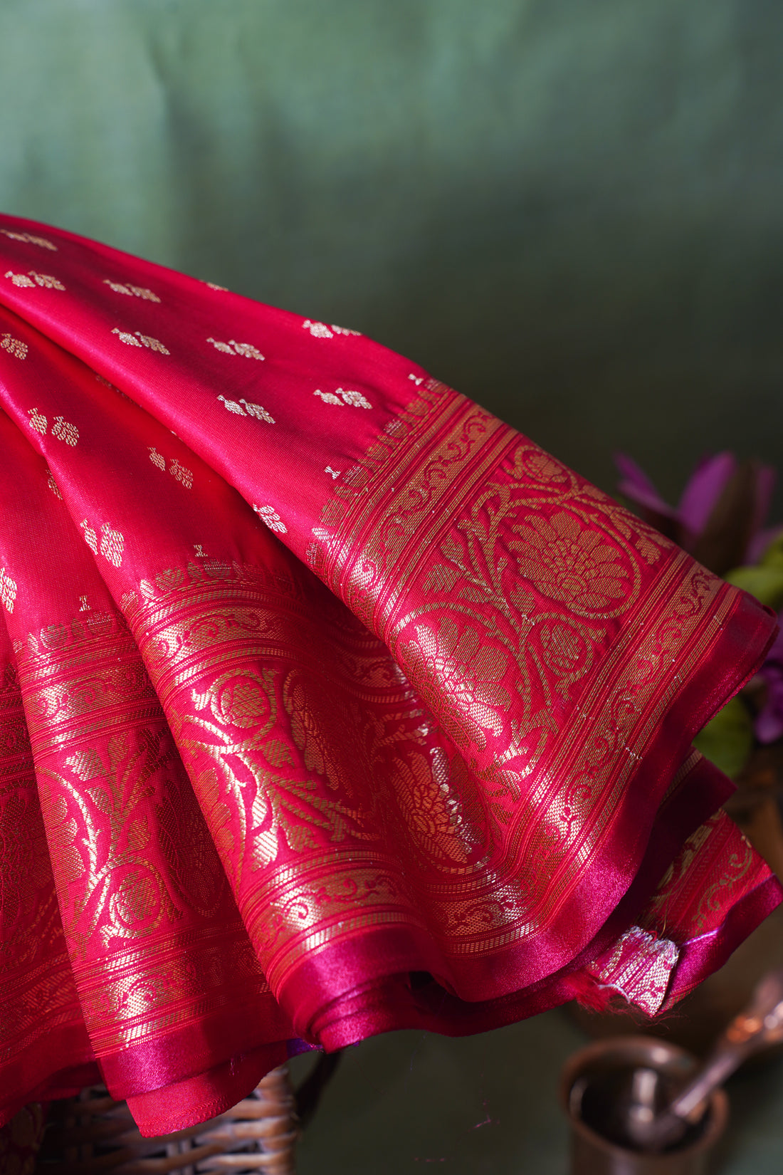 Rani Pink Banarasi Upada Satin Silk Saree