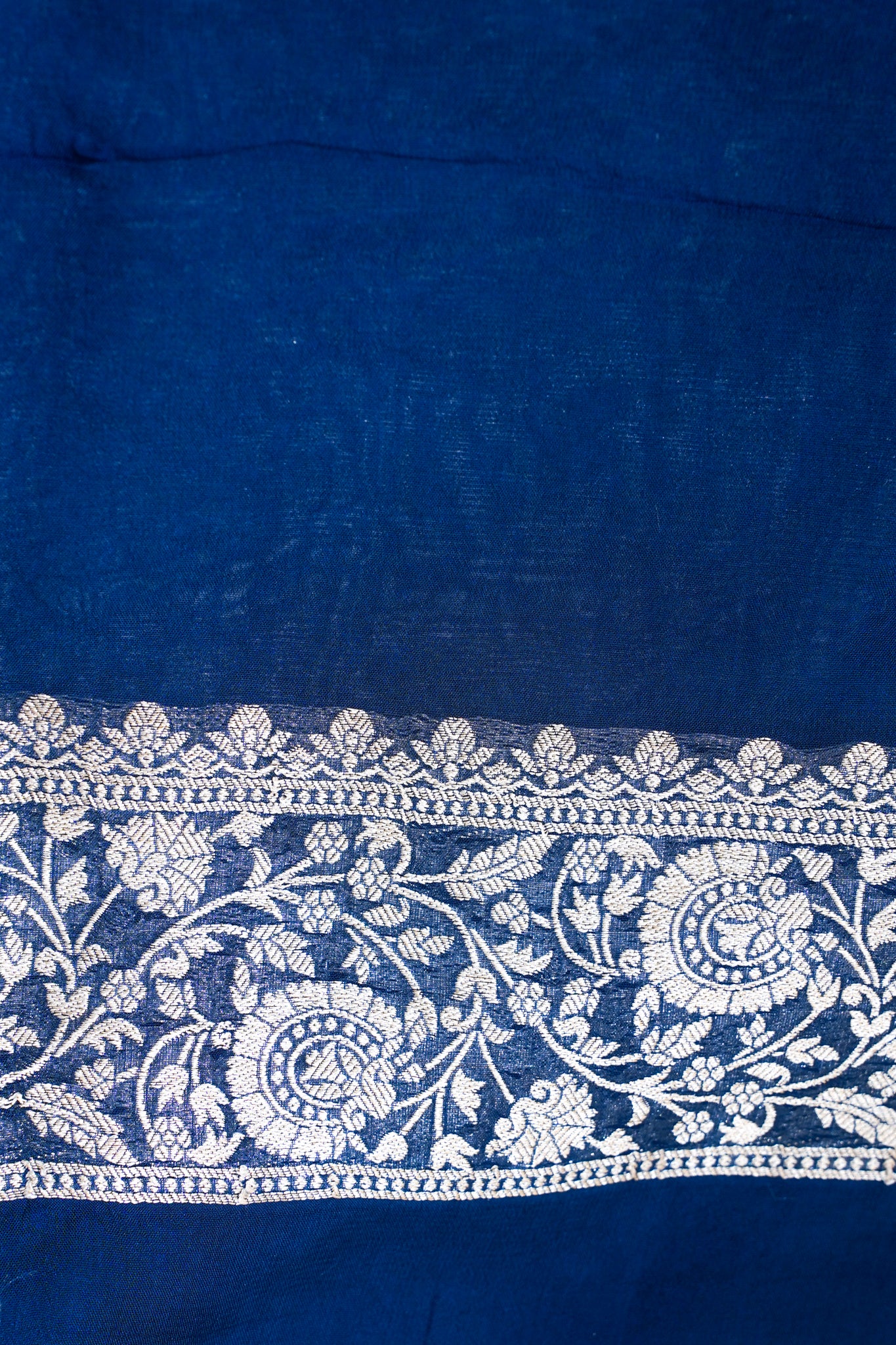 Navy Blue Khaddi Georgette Minakari Jaal Bandhej Saree