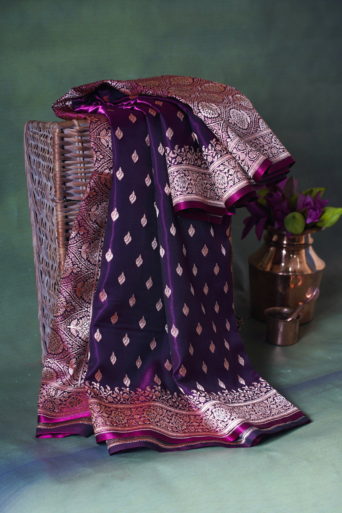 Royal Purple Upada Satin Silk Saree
