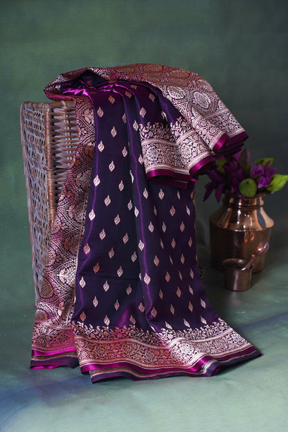 Royal Purple Upada Satin Silk Saree