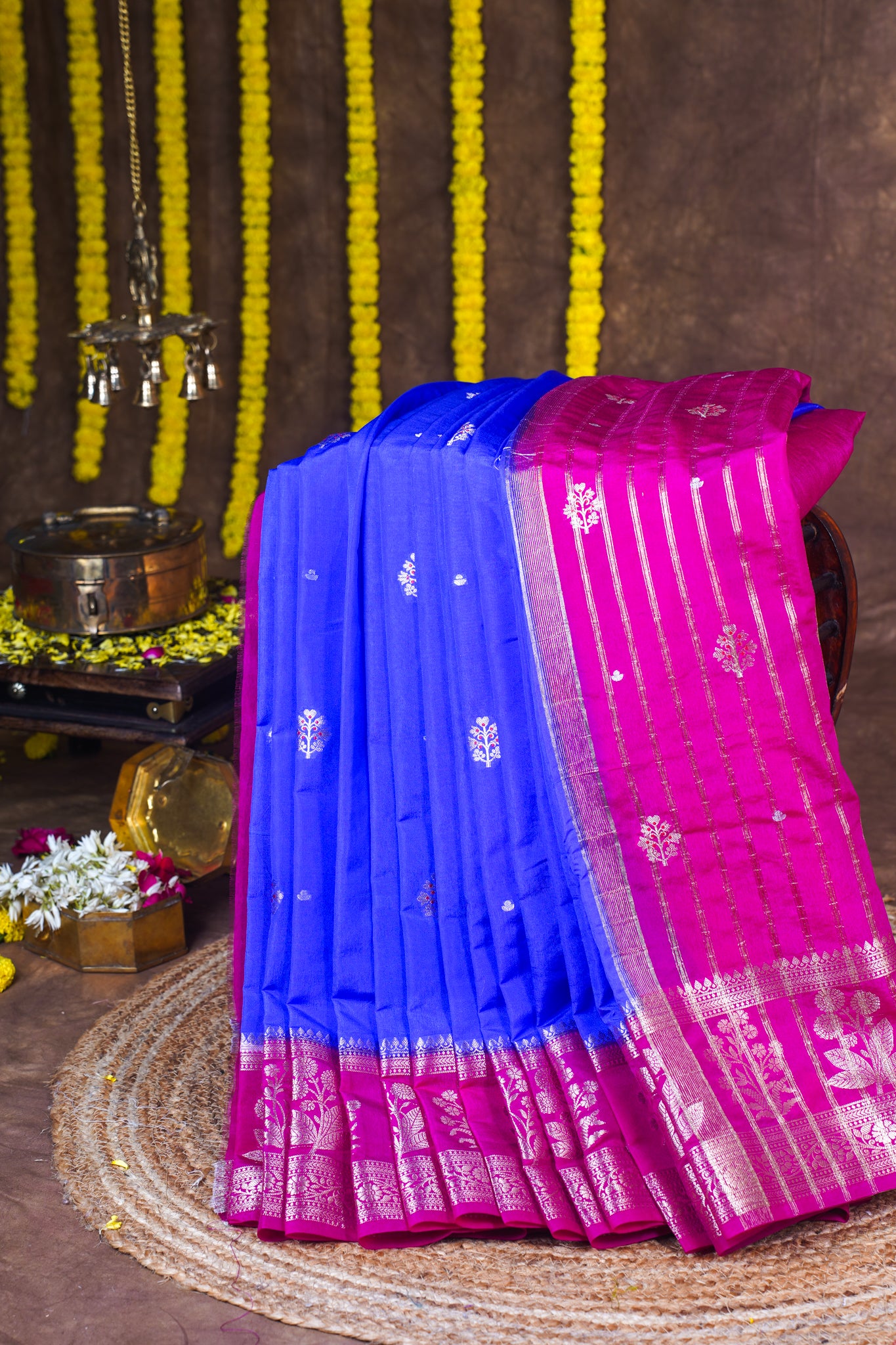 Royal Blue Handloom Banarasi Matka Silk Saree