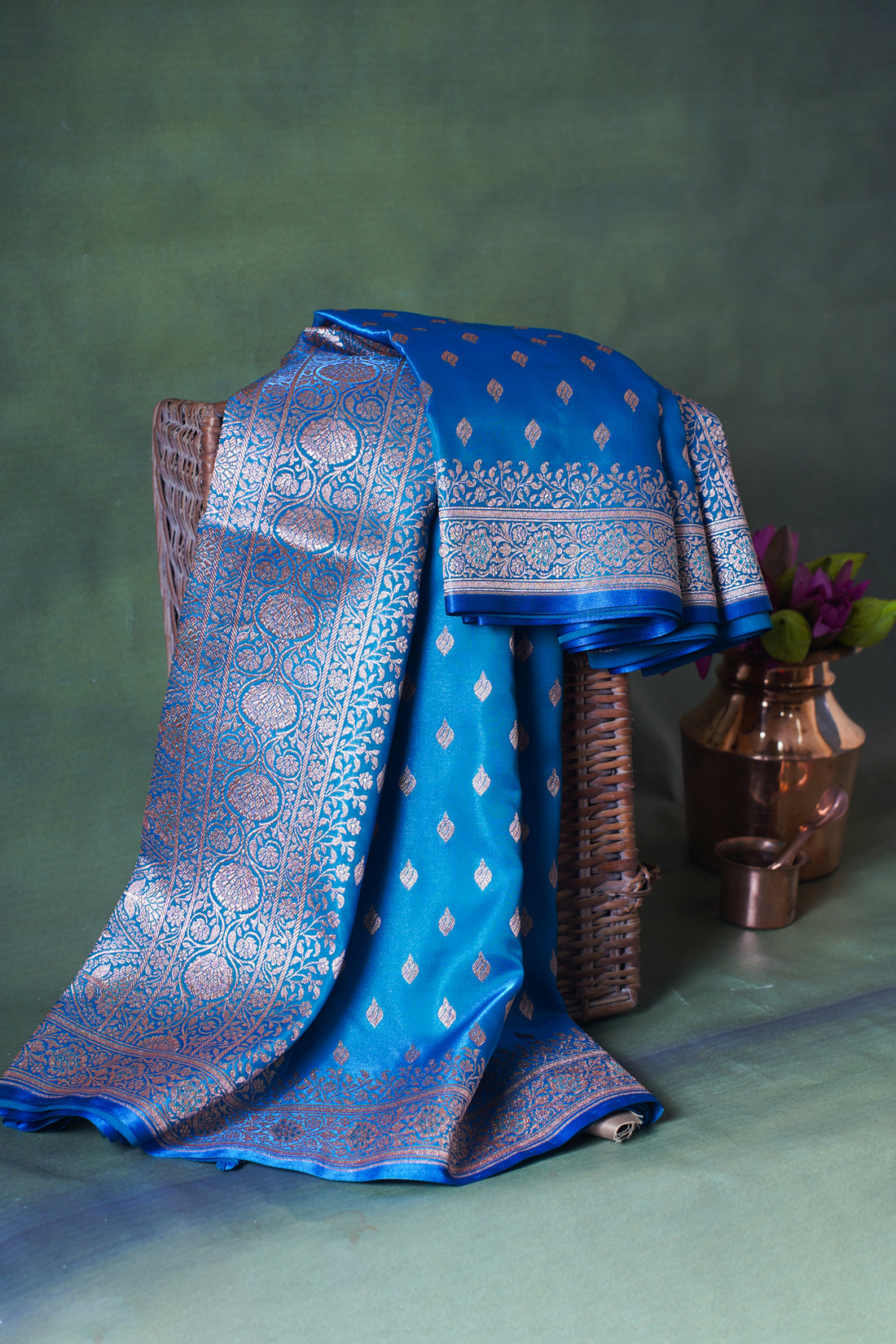 Royal Blue Upada Satin Silk Saree