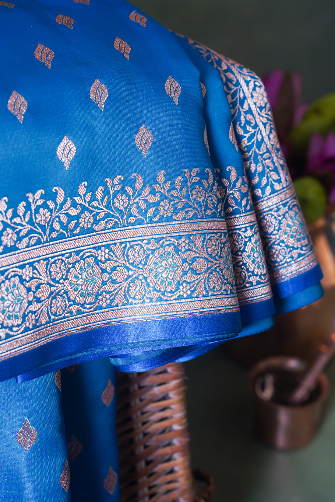 Royal Blue Upada Satin Silk Saree
