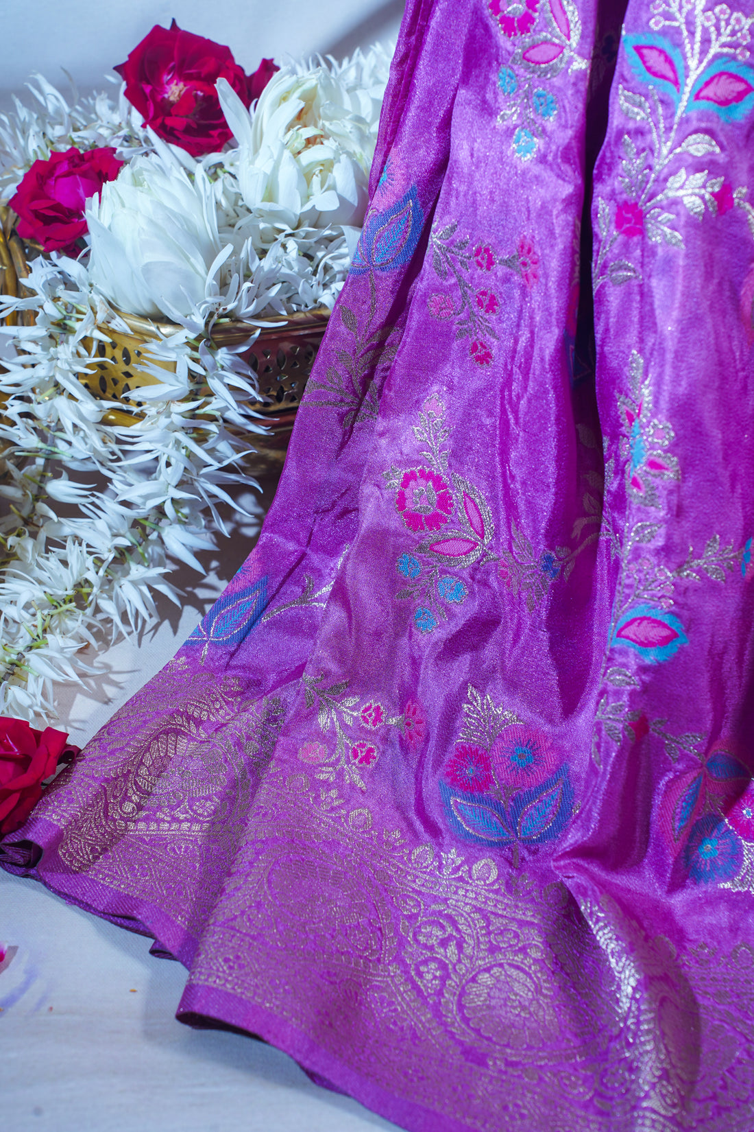 Purple Banarasi Minakari Jaal Saree