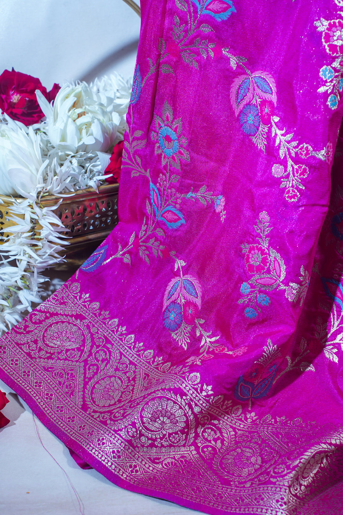 Magenta Banarasi Minakari Jaal Saree