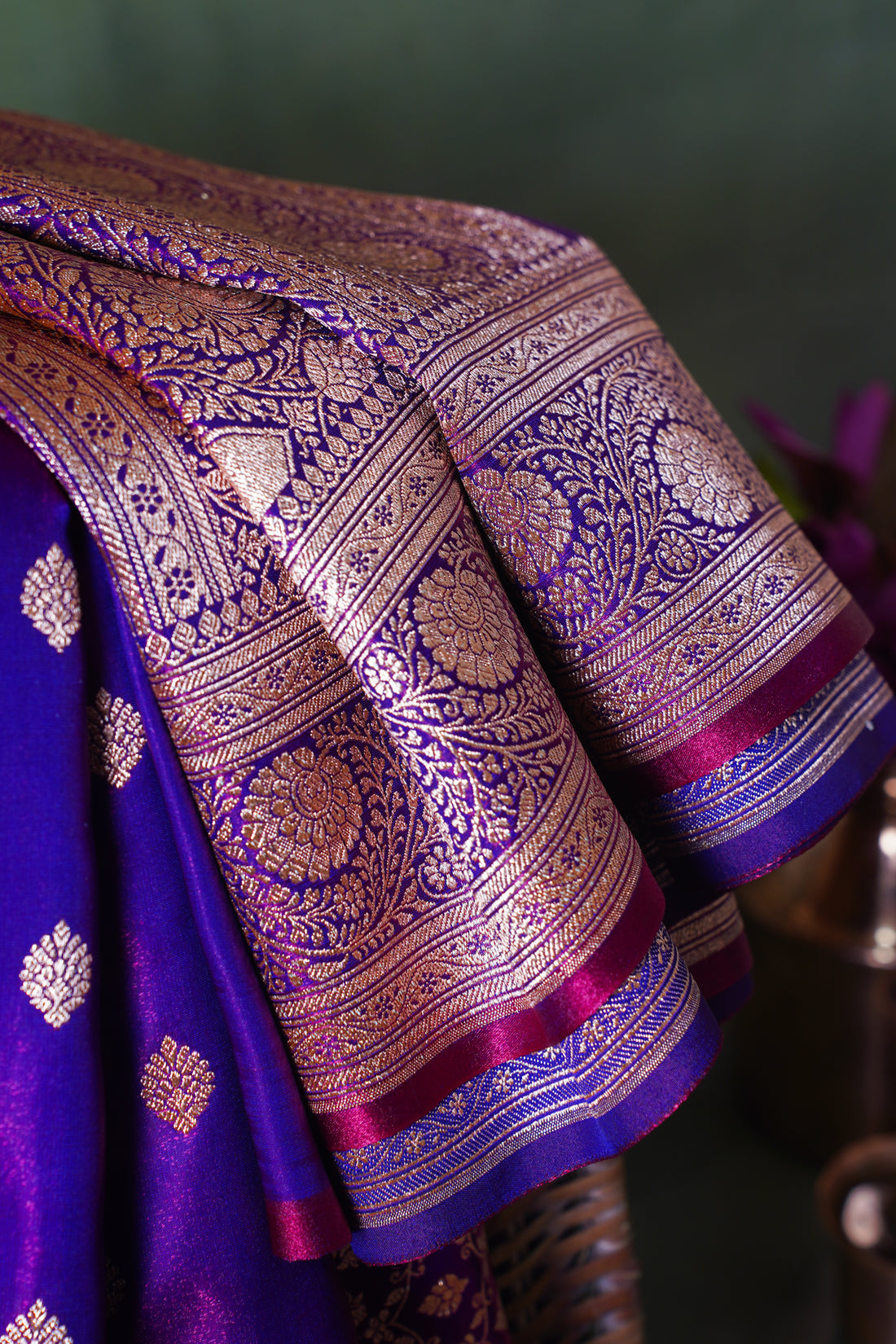 Royal Violet Banarasi Upada Satin Silk Saree