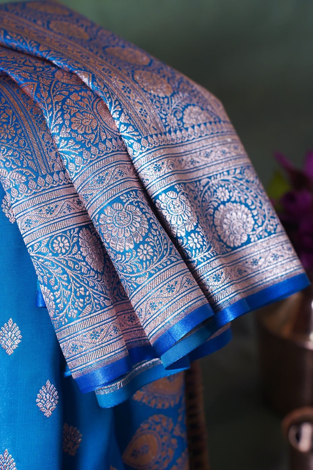 Royal Blue Banarasi Upada Satin Silk Saree