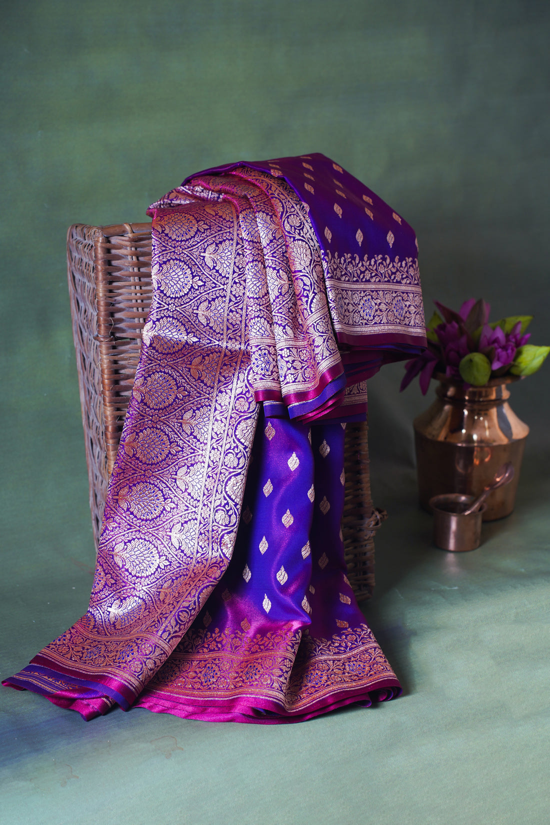 Royal Purple Banarasi Upada Satin Silk Saree