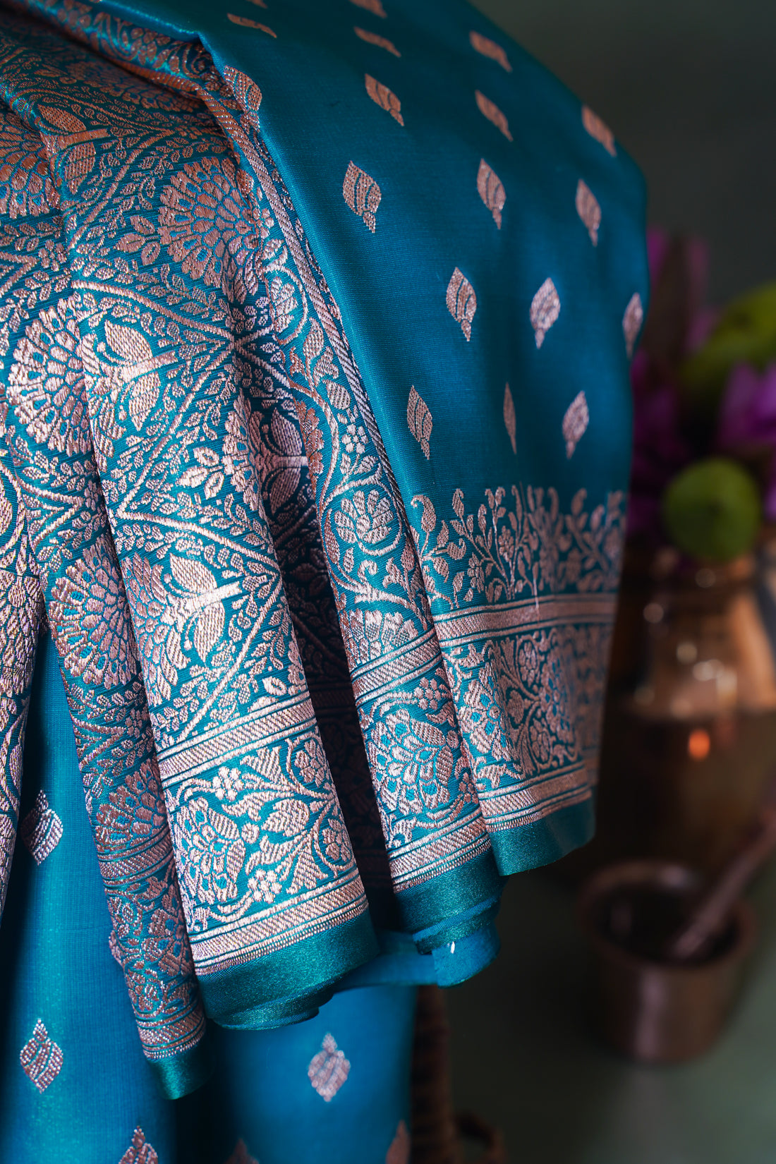 Sea Green Banarasi Upada Satin Silk Saree