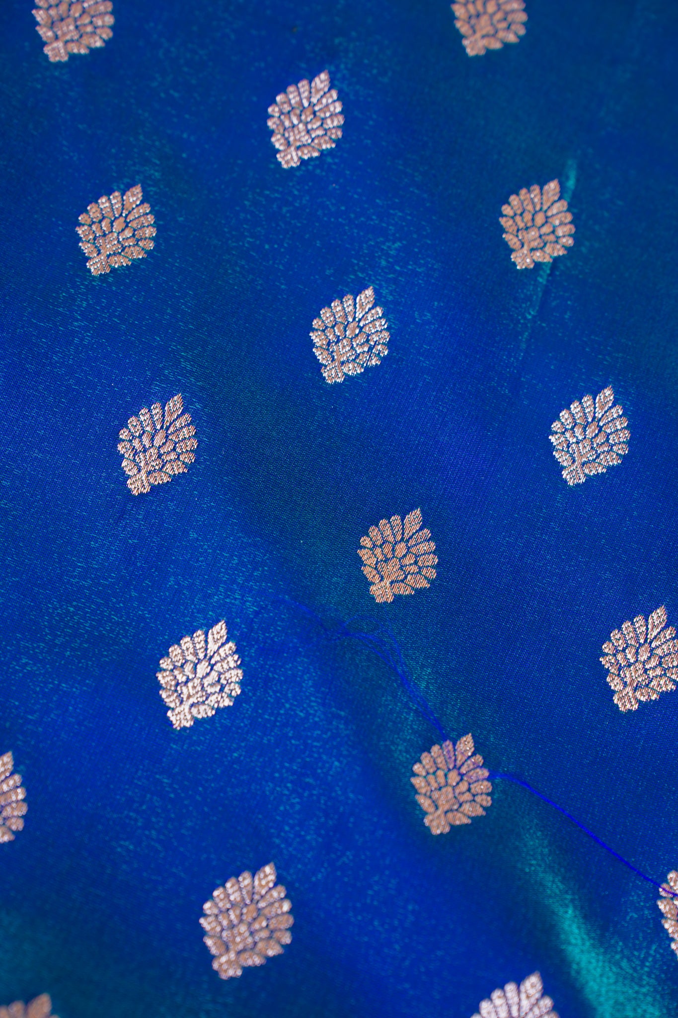 Peacock Blue Banarasi Upada Satin Silk Saree