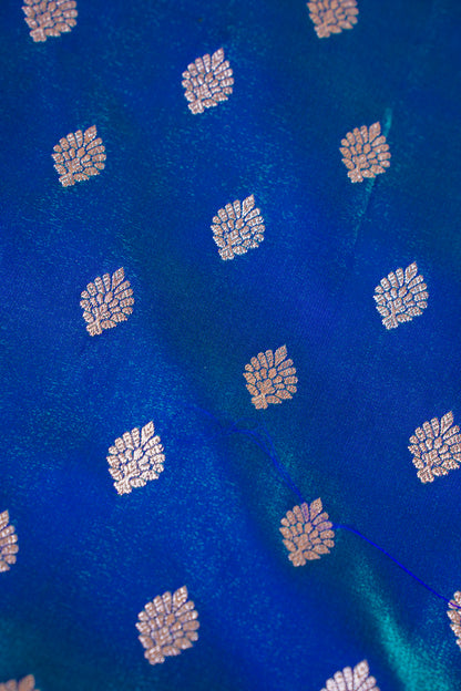 Peacock Blue Banarasi Upada Satin Silk Saree