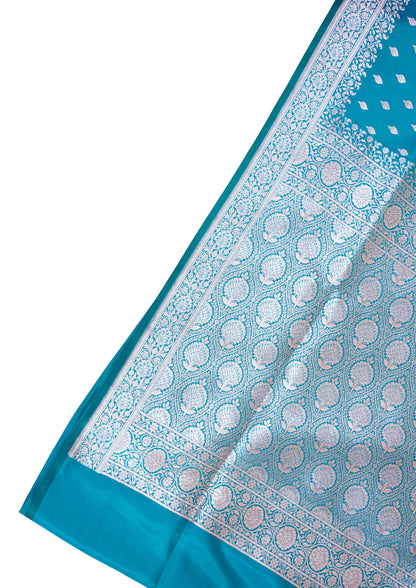 Sea Green Banarasi Upada Satin Silk Saree