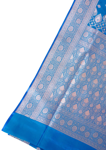 Royal Blue Banarasi Upada Satin Silk Saree