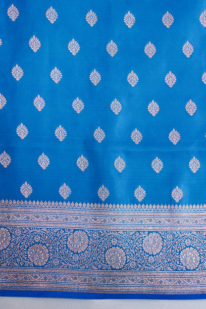 Royal Blue Banarasi Upada Satin Silk Saree