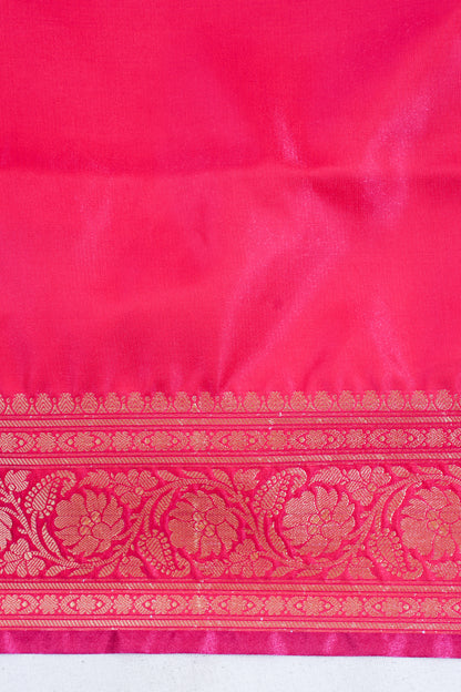 Crimson Pink Pure Banarasi Upada Satin Silk Buti Saree