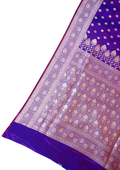 Royal Violet Banarasi Upada Satin Silk Saree