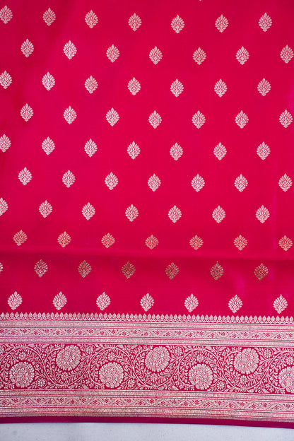Rani Pink Banarasi Upada Satin Silk Saree