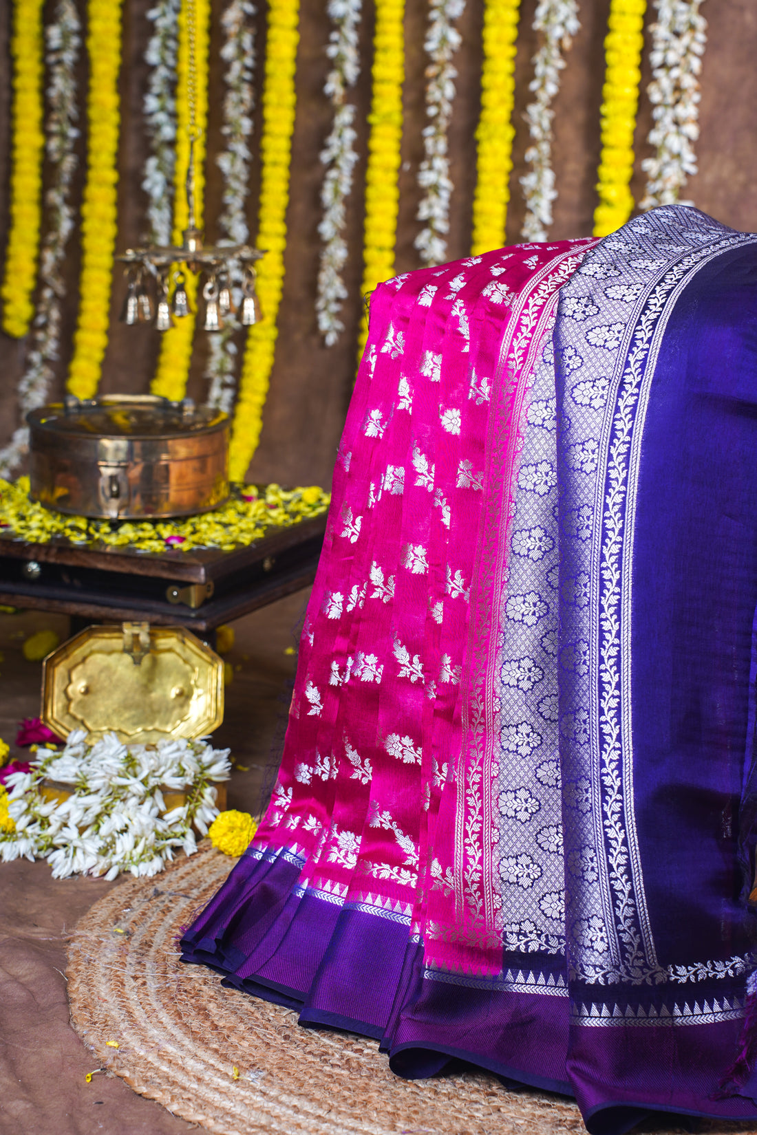 Rani Pink Pure Viscose Silk Aada Jamal Saree