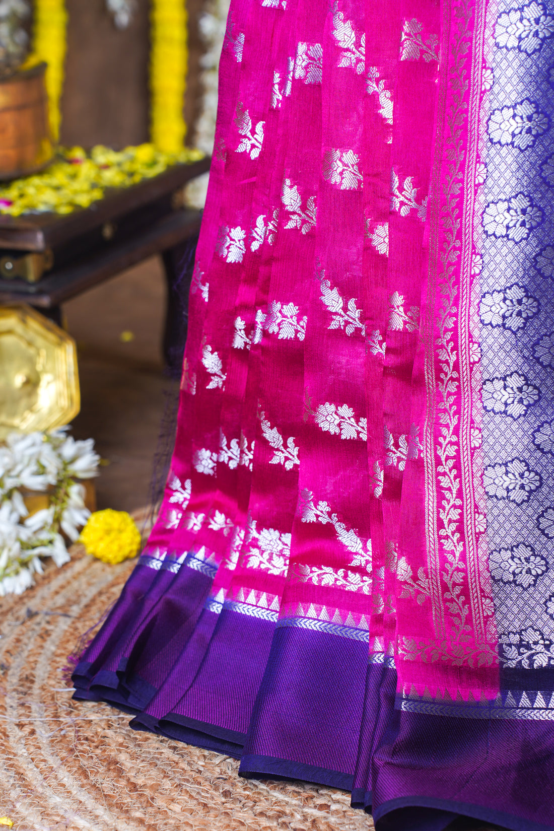 Rani Pink Pure Viscose Silk Aada Jamal Saree