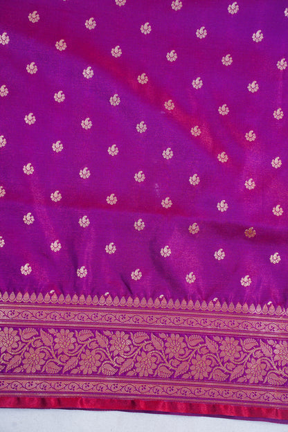 Magenta Purple Banarasi Upada Satin Silk Buti Saree