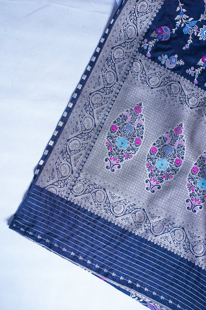 Navy Blue Banarasi Minakari Jaal Saree