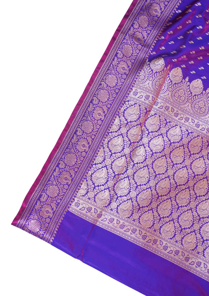Royal Violet Banarasi Upada Satin Silk Buti Saree