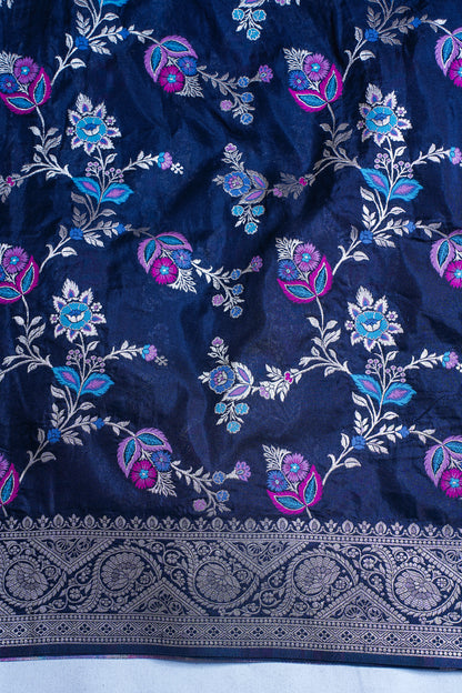 Navy Blue Banarasi Minakari Jaal Saree